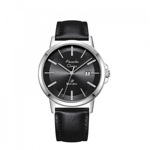 Alexandre Christie AC 1036 Silver Black Leather Man MDLSSBA